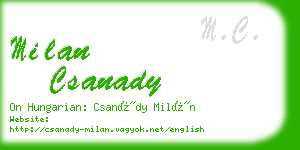 milan csanady business card